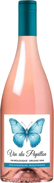 ヴァン・デュ・パピヨン・ロゼ - 透明ボトルのイラスト